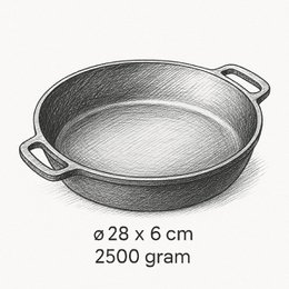 Støbejern serverer pan ø 28 x 6 cm - grill pan støbejern til hver grill - sort