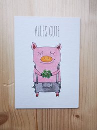Postkort Gris - Alt det bedste