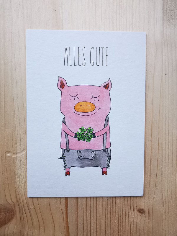 Postkort Gris - Alt det bedste