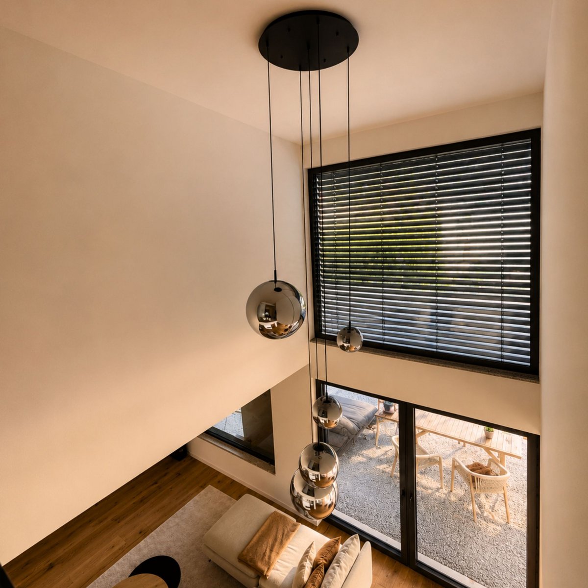 s.luce Orb glass ball gallery light 500cm suspension black