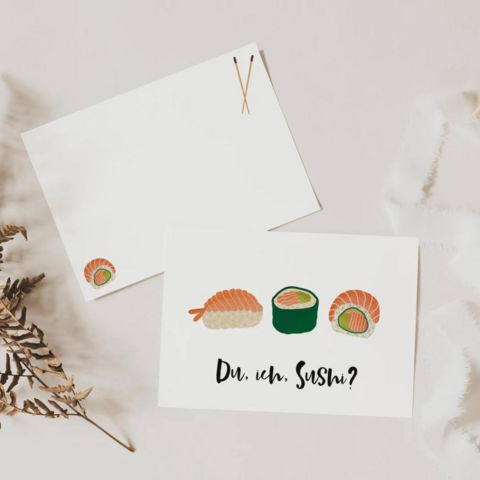 Ansichtkaart - Sushi Uitnodiging