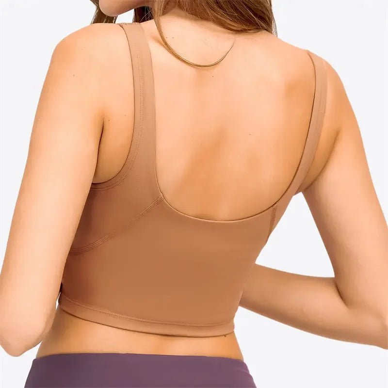 Camiseta sin mangas Nepoagym PASSION con estante, sujetador integrado, Top corto con acolchado extraíble, sujetador deportivo palangre para Yoga y gimnasio
