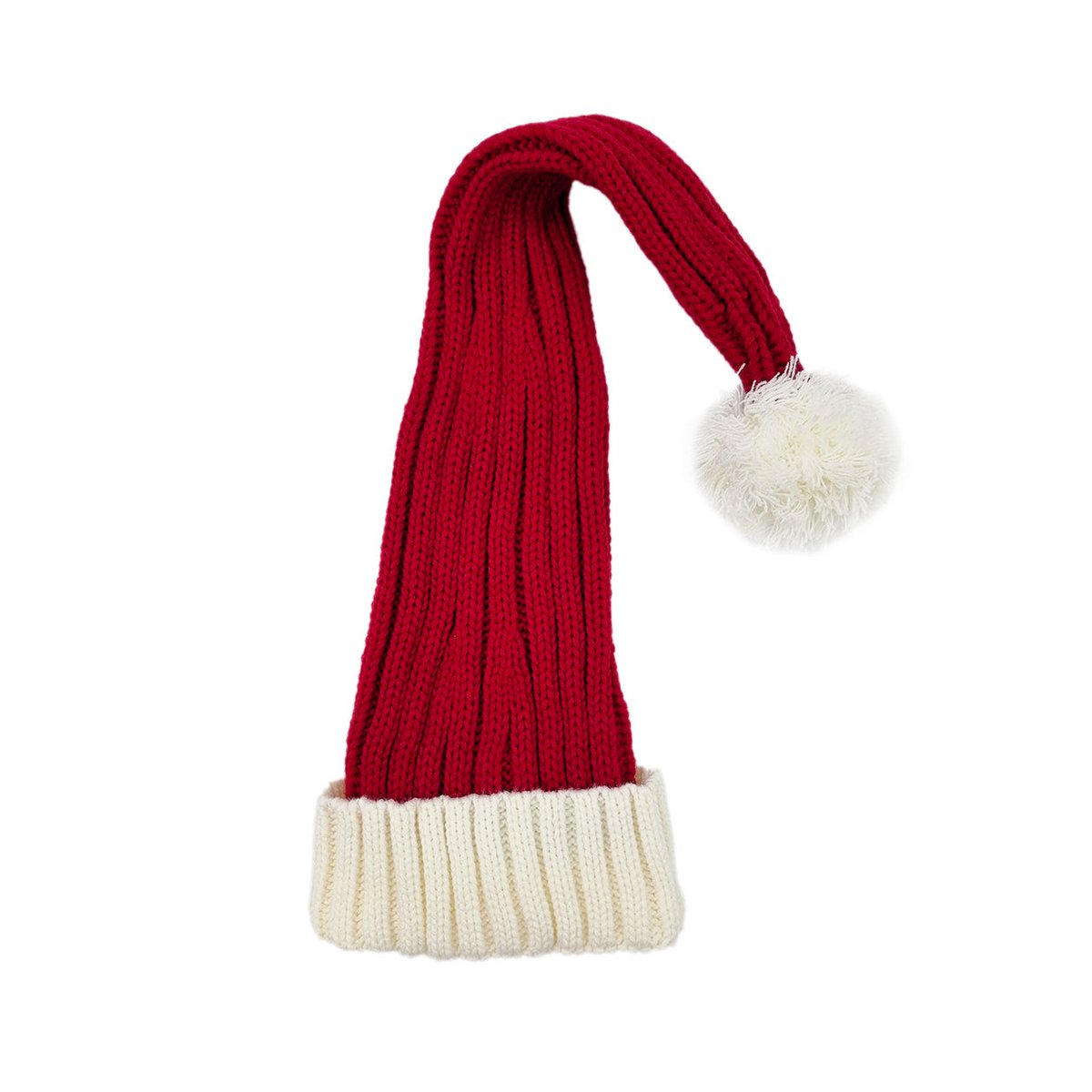 Santa hat - Red with white brim coarse knit