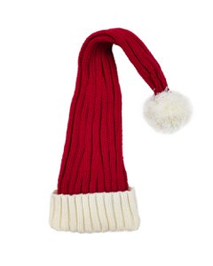 Kerstmuts - Rood met witte rand grof gebreid