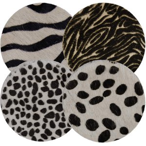 Cowhide coasters | Round and square ones with natural patterns | Set of 6