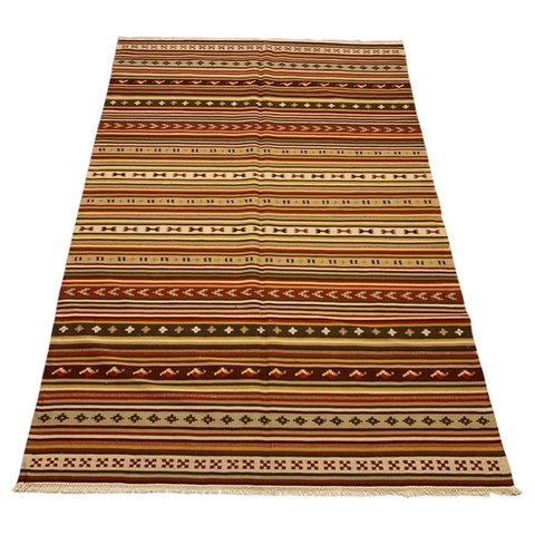 Vintage Kelim handgeweven rood vloerkleed