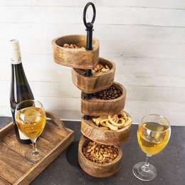Tier Kuchenständer Holz 5 -Tier -Mango 44,5 cm