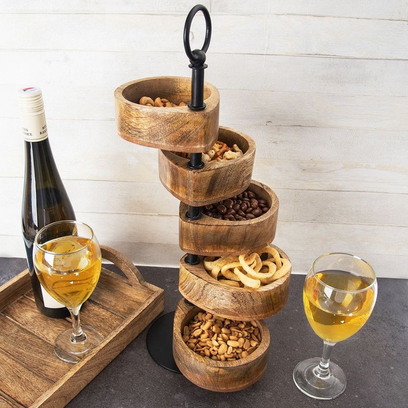 Tier Kuchenständer Holz 5 -Tier -Mango 44,5 cm