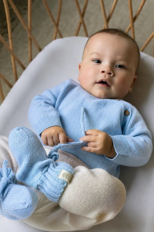Buciki dziecięce jasnoniebieskie | Merinowool i kaszmir