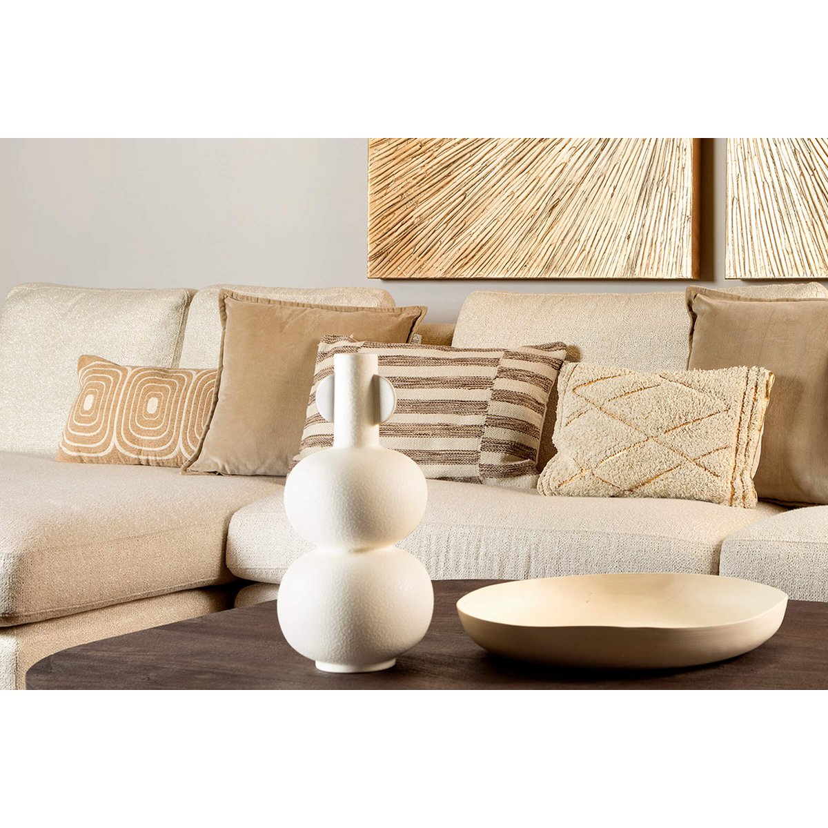 Dutch Decor DUUK - Cushion 30x50 cm - Tofu - beige with gold
