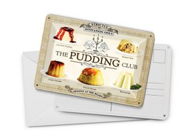 Blechpostkarte Backen 10x14 cm The pudding club Deko Schild