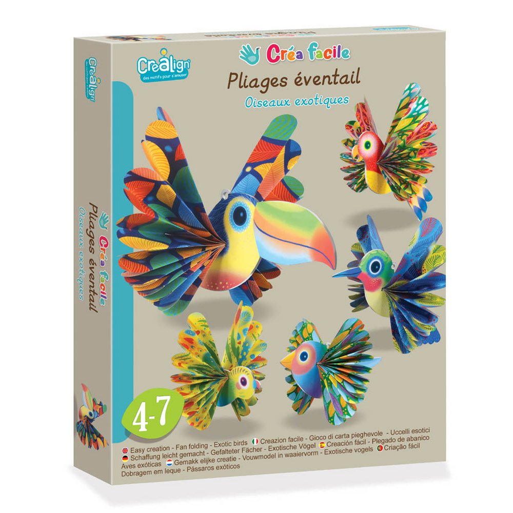 Easy creation, Folding fans "Exotic birds"