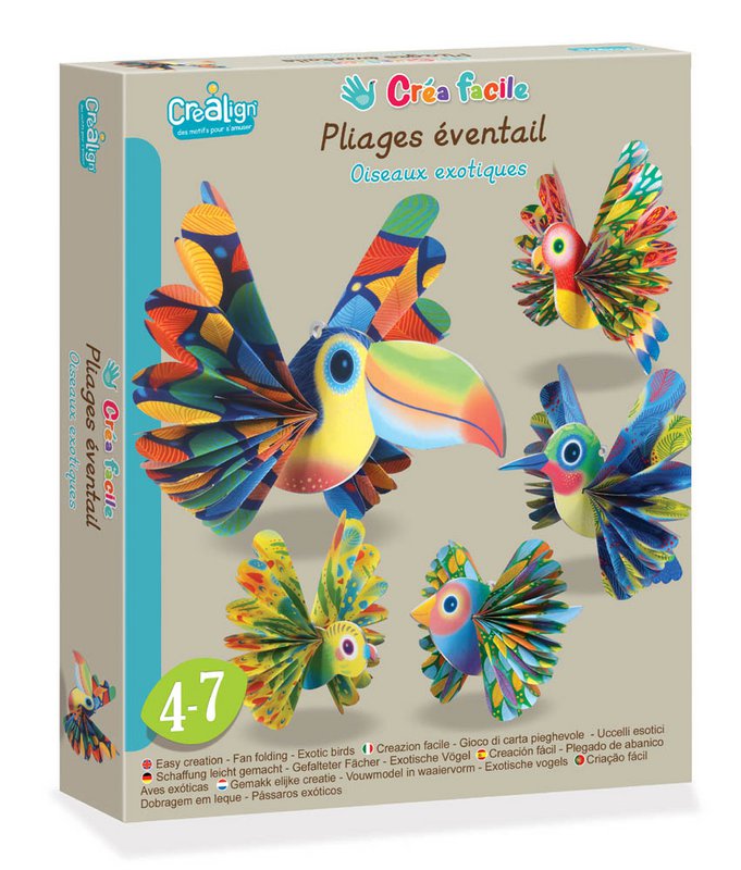Easy creation, Folding fans "Exotic birds"