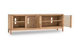 Tanner Console multimédia à quatre portes en bois de frêne et lin