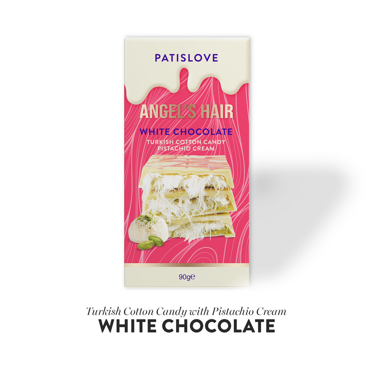 Angel's Hair White Chocolate Pistacho & Cotin Candy, 90G