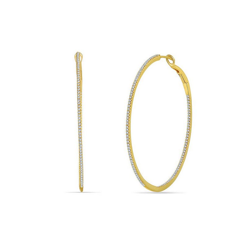 Creole Rund mit Diamanten, 50 mm, 18 K Gelbgold