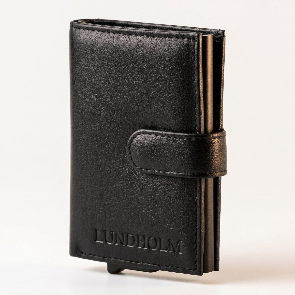 Lundholm Tarjetero De Piel Hombre Negro | Protección antideslizamiento RFID | Serie Lundholm Örebro