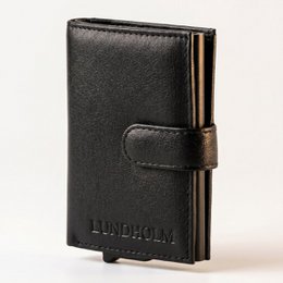 Lundholm Leather Card Holder Men Black | RFID anti-skim protection | Lundholm Örebro series