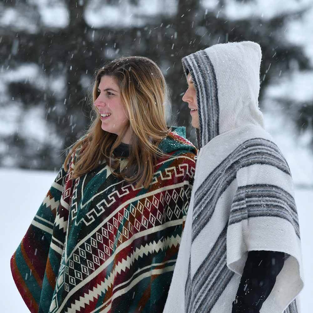Poncho Alpaca Bianco - Prodotto in Ecuador