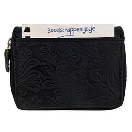 Wallet Women - Buffalo Leather - Leather - RFID - Flower Print - In 5 Colors