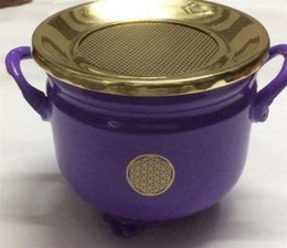 Purple Cauldron Flower of Life 10x11cm with Brass Lid