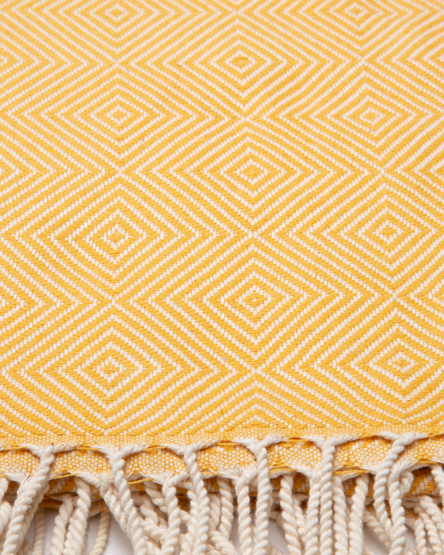 Telo da spiaggia e sauna per hammam in cotone CRYSTAL – Asciugatura rapida – Giallo – 180x100 cm