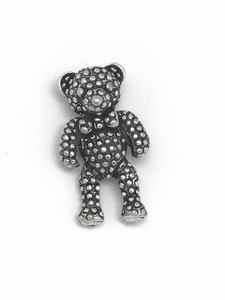 Teddybeerbroche verguld zamak zilver 5x3cm