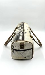 Borsa da viaggio in pelle e pelliccia naturale fatta a mano – Borsone artigianale "Elite" da 42 cm e borsa da fine settimana unisex unica