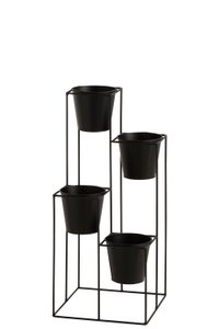 J -Line rack flower pot holder 4 pots - Metal - Black - Small - Ø 31 cm