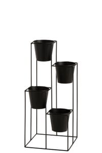 J -Line rack flower pot holder 4 pots - Metal - Black - Small - Ø 31 cm