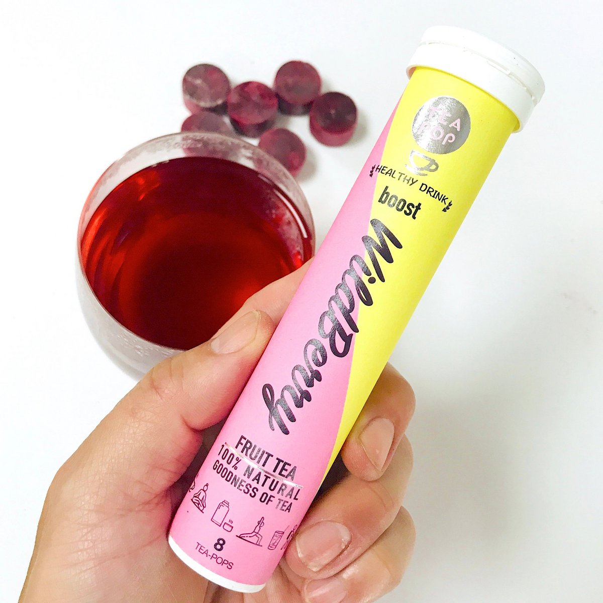 WildBerry Punch Tea-Pop, thé gourmand à infusion rapide (plateau de 8 tubes)