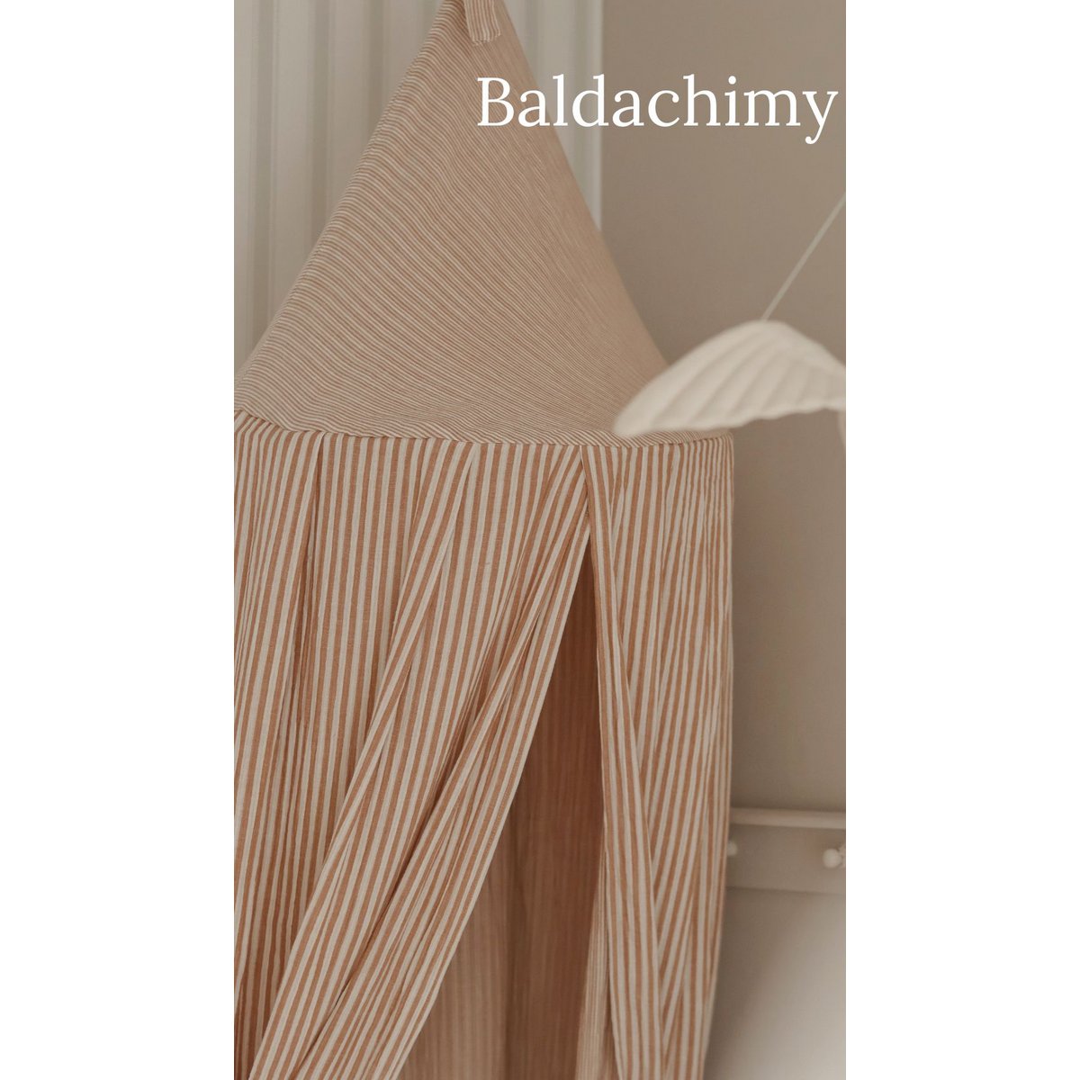 Beige Stripes  - Bed canopy