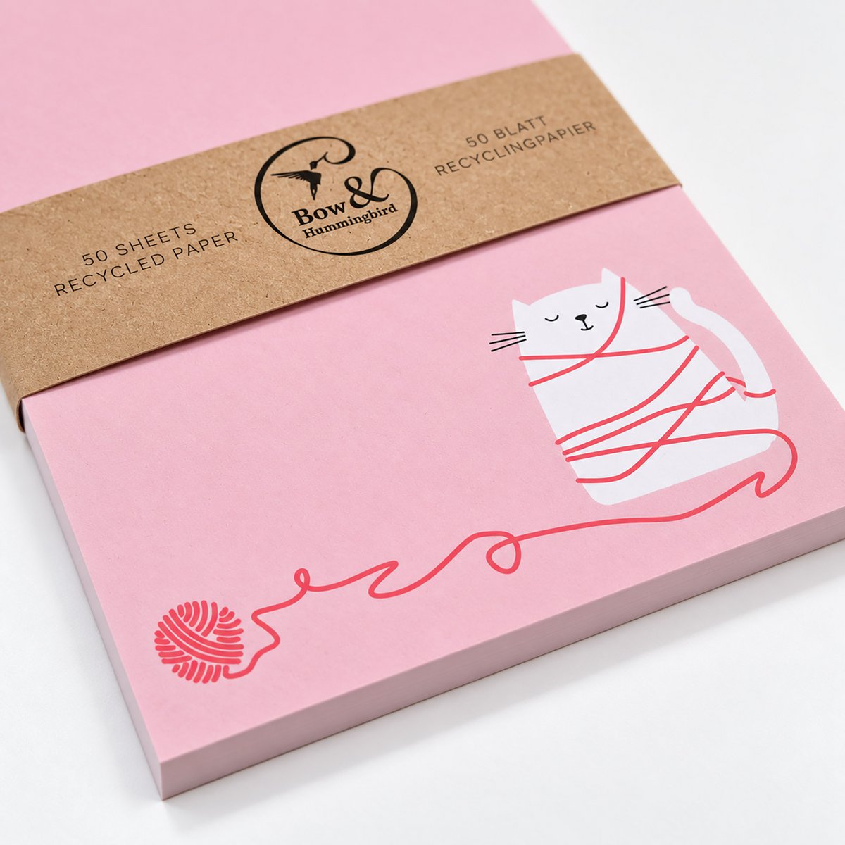 Notizblock A6 Katze „Alles unter Kontrolle" - Rosa Block - 50 Blatt Recyclingpapier