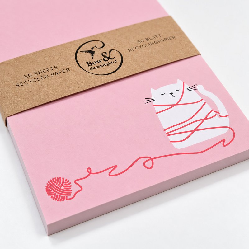 Notizblock A6 Katze „Alles unter Kontrolle" - Rosa Block - 50 Blatt Recyclingpapier