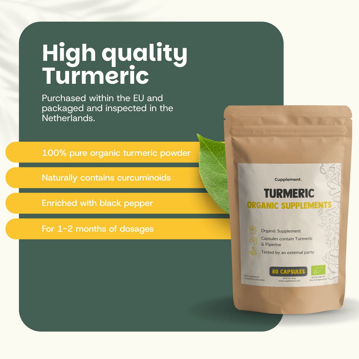 Capsule di curcuma 600 mg organiche - 80 Capsule