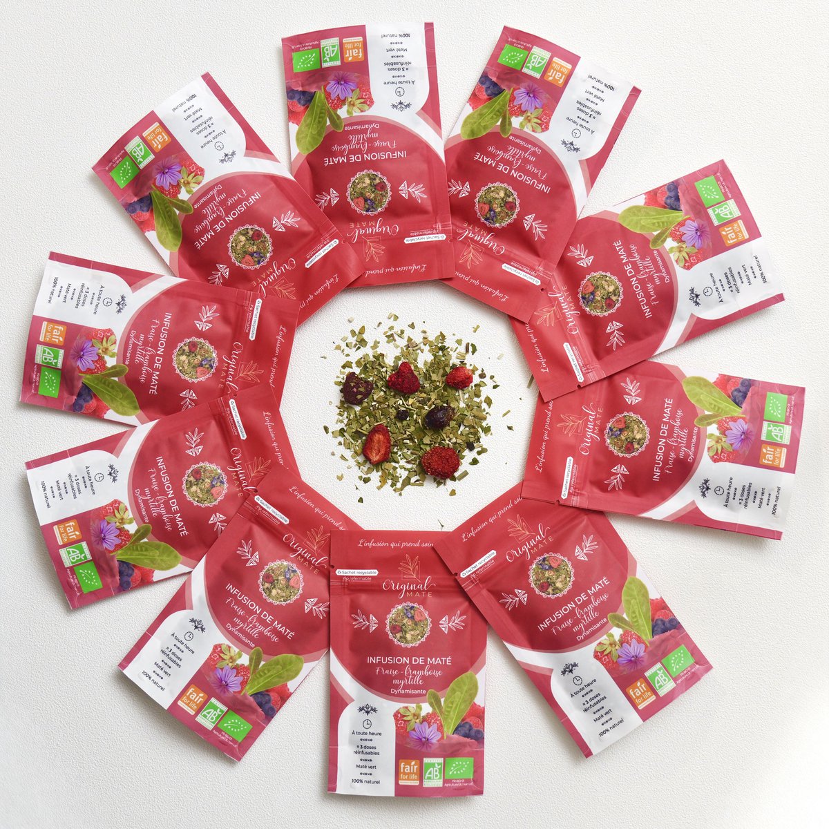 Infusion de maté fraise framboise myrtille - 10g