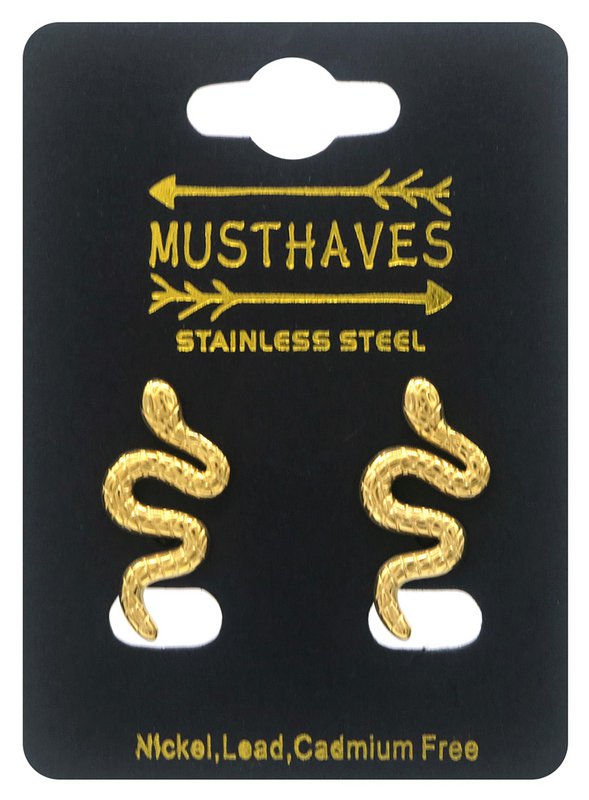 C-F20.2 E2457-060G S. Steel Earrings Snakes 2.5cm