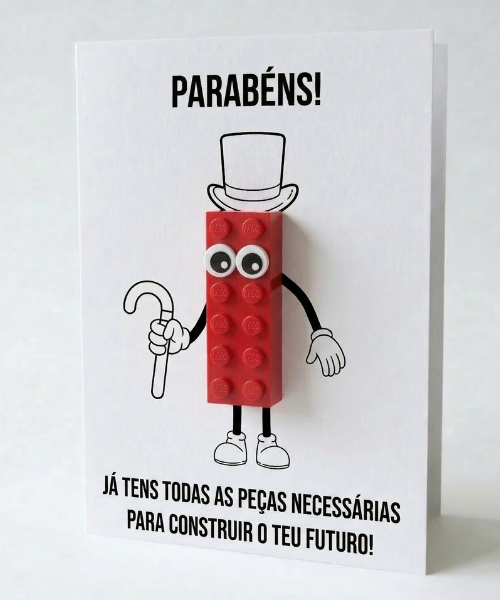 Carte postale de célébration de remise des diplômes – Brique de construction LEGO