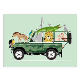 Jeep safari poster dieren mint A3