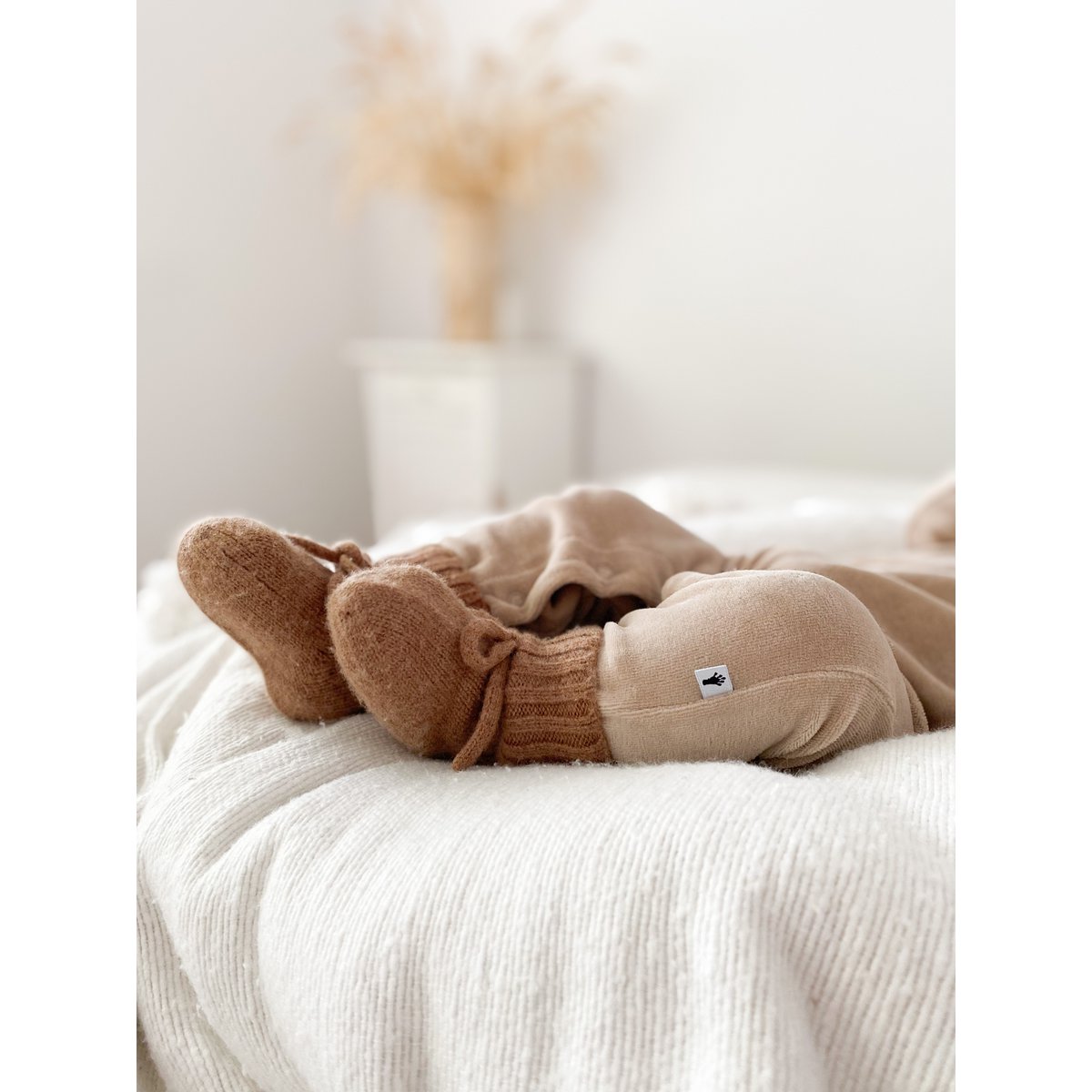 Merino wol bootie slofjes brown