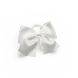 Børnehårsløjfe med elastik - Grosgrain bånd - 11 x 9 cm - Hvid
