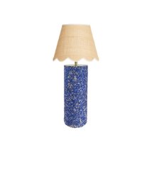 Lámpara de mesa azul aciano y rafia