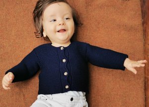 Cardigan for newborns and babies made from 100% finest merino wool - Evening Sky - The perfect gift for a birth