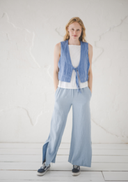 Lässige Leinenhose mit Schlitz für Damen