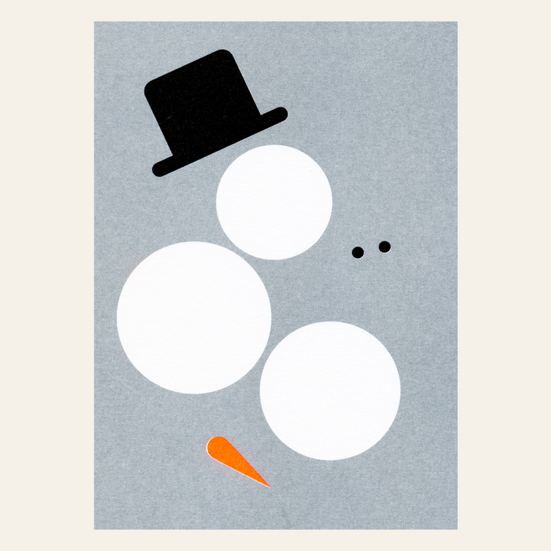 Risografie Postcard-chaos-Schneemann-din A6