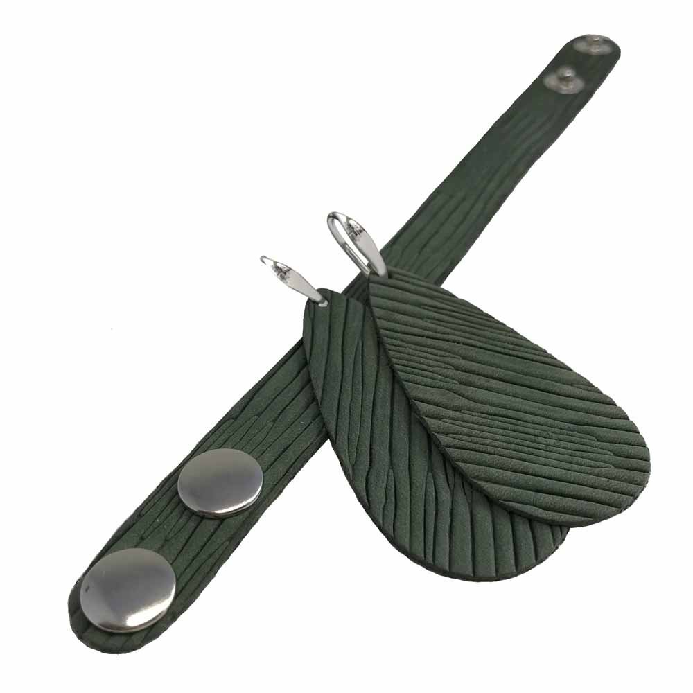 Leren oorbellen 'Drops of Joy', Groovy Green