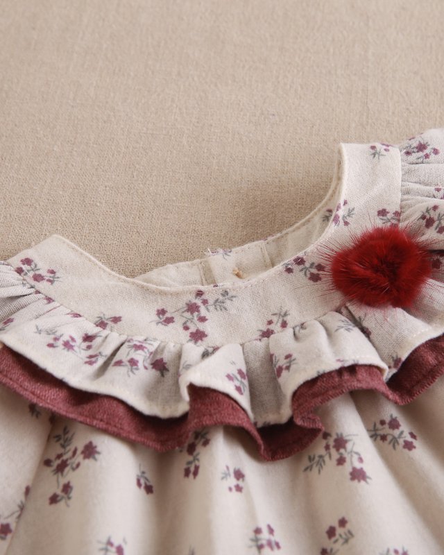 Babykleid mit Blumendruck und Pompon-Detail P71-11604032