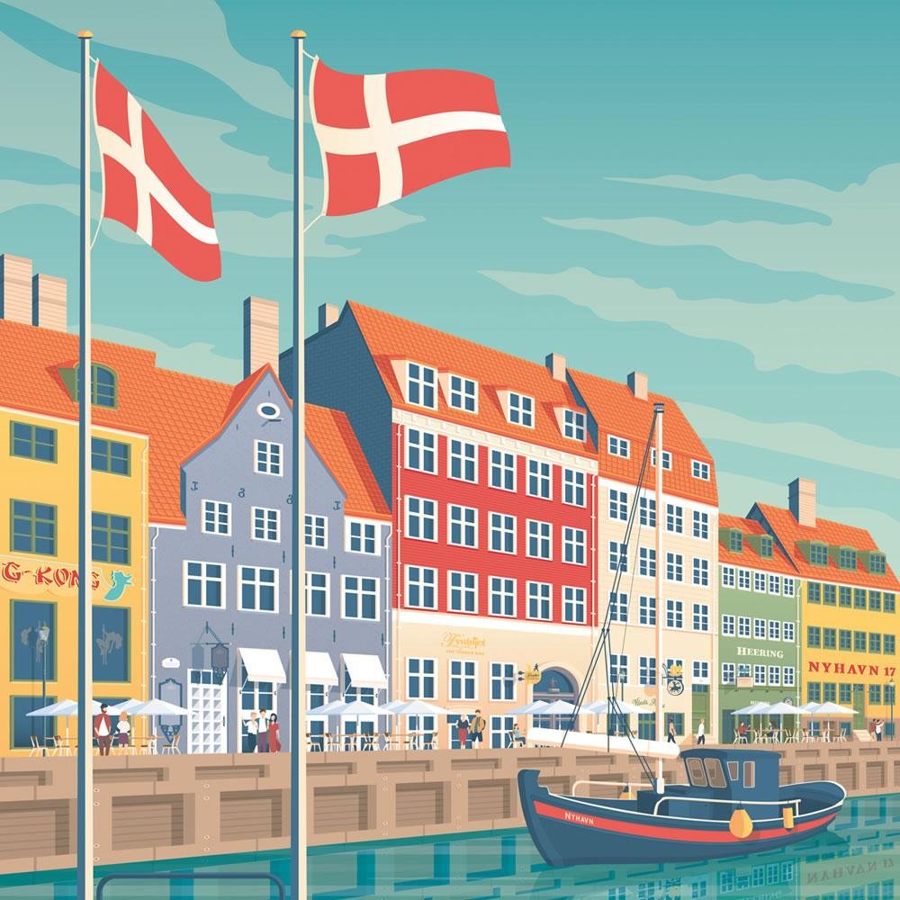 Vintage Kopenhaga Plakat | Plakat Miasto Kopenhaga Dania