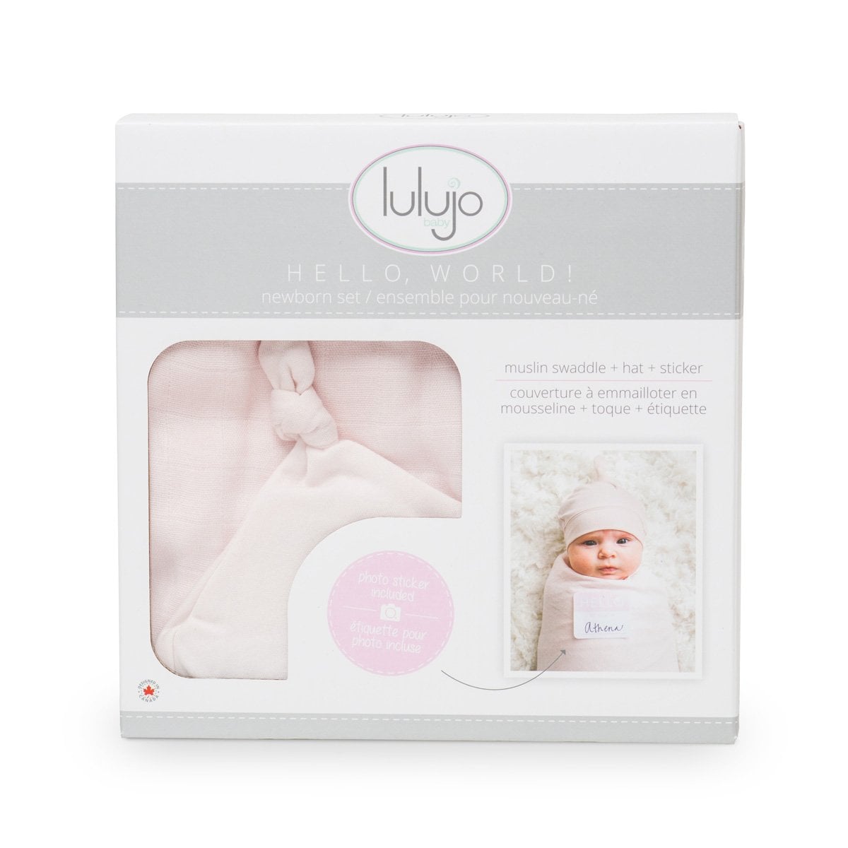 Lulujo Hallo Welt Swaddle & Hat - Pink