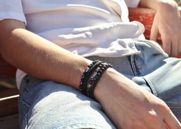 Morse code armband Papa sneeuwvlok obsidiaan